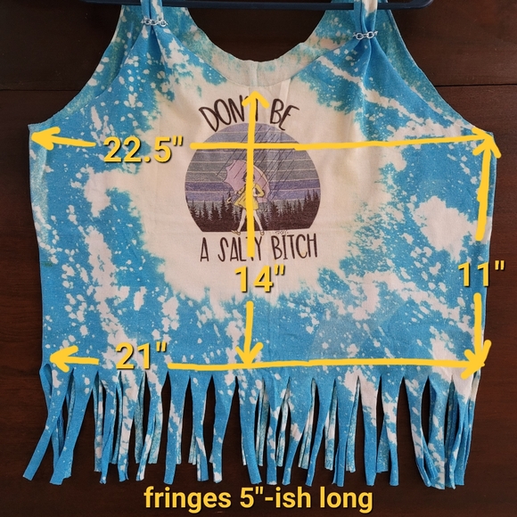 Don't Be A Salty BEACH cover-up, crop/tank top, blue tie-dye hand-made - Picture 7 of 7